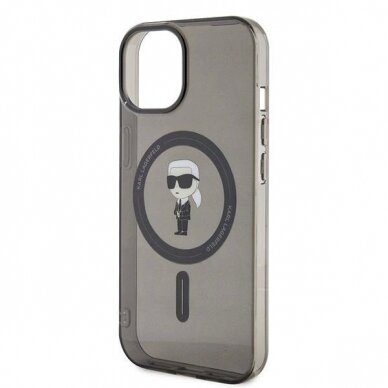 Karl Lagerfeld IML Ikonik MagSafe Dėklas skirtas iPhone 15 - Juodas 5
