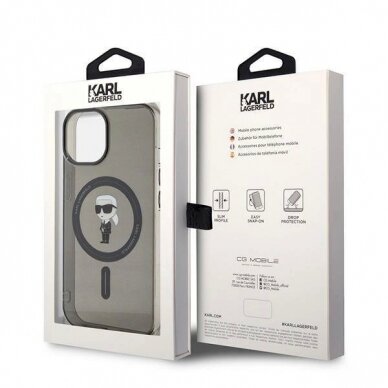 Karl Lagerfeld IML Ikonik MagSafe Dėklas skirtas iPhone 15 - Juodas 7