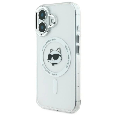 Dėklas Karl Lagerfeld IML Metal Choupette Head MagSafe  iPhone 16 Plus - Baltas 1