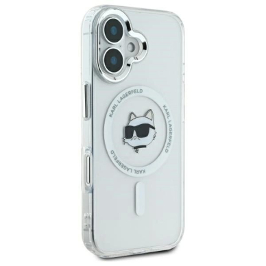 Dėklas Karl Lagerfeld IML Metal Choupette Head MagSafe  iPhone 16 Plus - Baltas 3