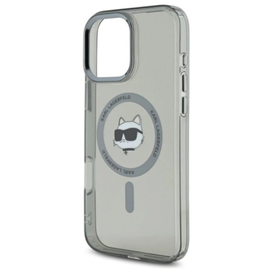 Dėklas Karl Lagerfeld IML Metal Choupette Head MagSafe  iPhone 16 Pro Max - Juodas 5