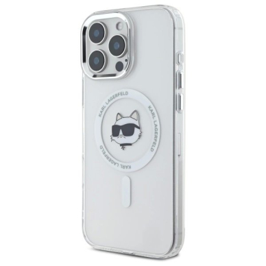 Dėklas Karl Lagerfeld IML Metal Choupette Head MagSafe  iPhone 16 Pro Max - Baltas 1