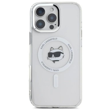 Dėklas Karl Lagerfeld IML Metal Choupette Head MagSafe  iPhone 16 Pro Max - Baltas 2