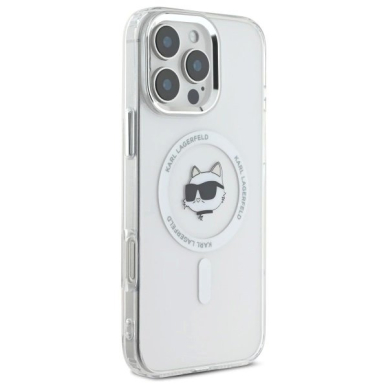 Dėklas Karl Lagerfeld IML Metal Choupette Head MagSafe  iPhone 16 Pro Max - Baltas 3