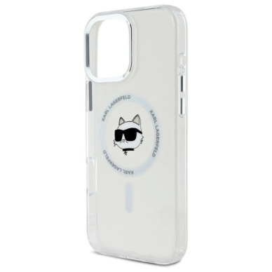 Dėklas Karl Lagerfeld IML Metal Choupette Head MagSafe  iPhone 16 Pro Max - Baltas 5