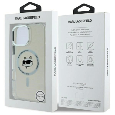 Dėklas Karl Lagerfeld IML Metal Choupette Head MagSafe  iPhone 16 Pro Max - Baltas 7