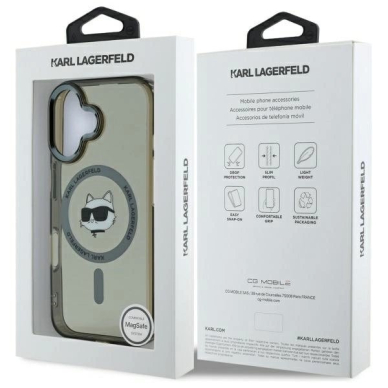 Dėklas Karl Lagerfeld IML Metal Choupette Head MagSafe iPhone 16  - Juodas 7