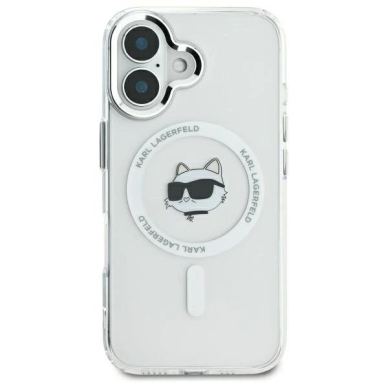 Dėklas Karl Lagerfeld IML Metal Choupette Head MagSafe iPhone 16  - Baltas 2