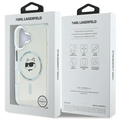 Dėklas Karl Lagerfeld IML Metal Choupette Head MagSafe iPhone 16  - Baltas 7