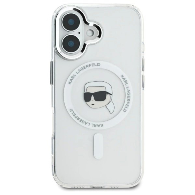 Dėklas Karl Lagerfeld IML Metal Karl Head MagSafe  iPhone 16 Plus - Baltas 2