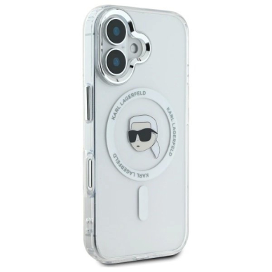 Dėklas Karl Lagerfeld IML Metal Karl Head MagSafe  iPhone 16 Plus - Baltas 3