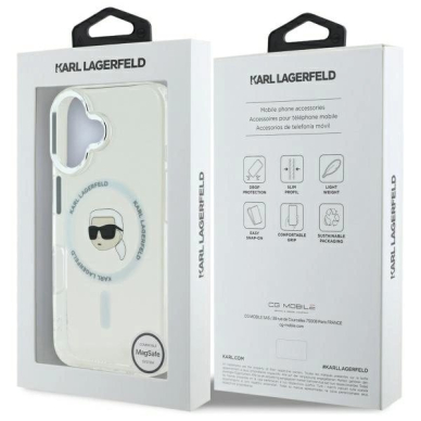 Dėklas Karl Lagerfeld IML Metal Karl Head MagSafe  iPhone 16 Plus - Baltas 7