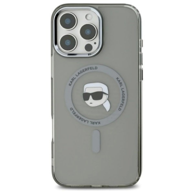 Dėklas Karl Lagerfeld IML Metal Karl Head MagSafe  iPhone 16 Pro Max - Juodas 2