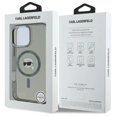 Dėklas Karl Lagerfeld IML Metal Karl Head MagSafe  iPhone 16 Pro Max - Juodas 7