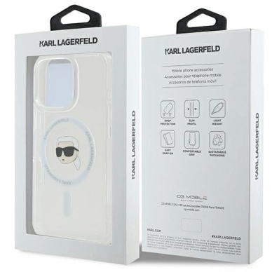 Dėklas Karl Lagerfeld IML Metal Karl Head MagSafe  iPhone 16 Pro Max - Baltas 7