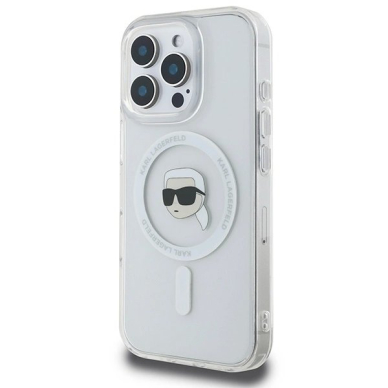 Dėklas Karl Lagerfeld IML Metal Karl Head MagSafe  iPhone 16 Pro - Baltas 1