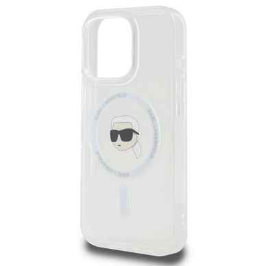 Dėklas Karl Lagerfeld IML Metal Karl Head MagSafe  iPhone 16 Pro - Baltas 5