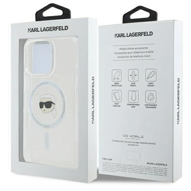 Dėklas Karl Lagerfeld IML Metal Karl Head MagSafe  iPhone 16 Pro - Baltas 7