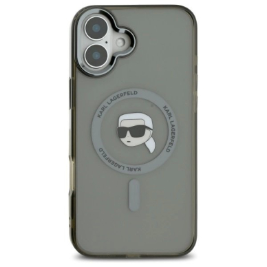 Dėklas Karl Lagerfeld IML Metal Karl Head MagSafe iPhone 16  - Juodas 2