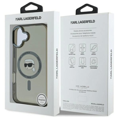 Dėklas Karl Lagerfeld IML Metal Karl Head MagSafe iPhone 16  - Juodas 7