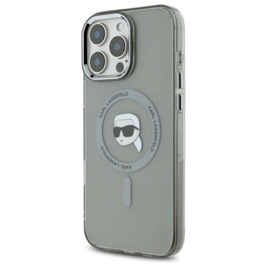 Dėklas Karl Lagerfeld IML Metal Karl Head MagSafe iPhone 16 Pro  - Juodas 1