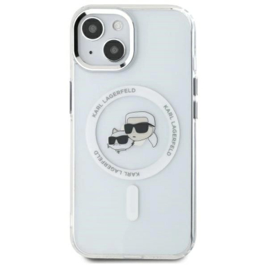 Dėklas Karl Lagerfeld IML Metal KarlChoupette Head MagSafe iPhone 14  - Baltas 2