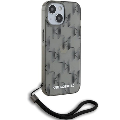 Karl Lagerfeld IML Mono KL Pattern  Cord dėklas iPhone 15 / 14 / 13 - Juodas 2