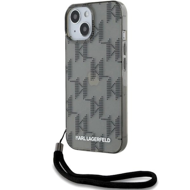 Karl Lagerfeld IML Mono KL Pattern  Cord dėklas iPhone 15 / 14 / 13 - Juodas