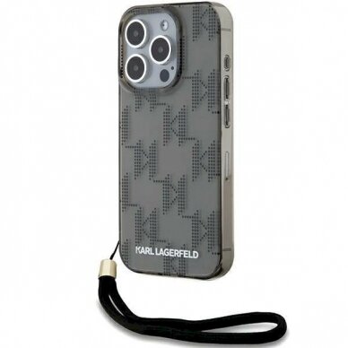 Karl Lagerfeld IML Mono KL Pattern  Cord dėklas iPhone 15 Pro Max - Juodas