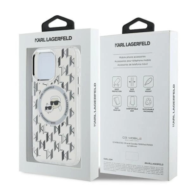 Dėklas Karl Lagerfeld IML Monogram Karl  Choupette Head MagSafe  iPhone 15 Pro Max - Skaidrus 7