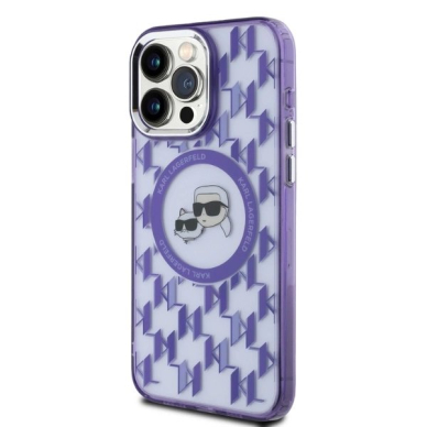 Dėklas Karl Lagerfeld IML Monogram Karl  Choupette Head MagSafe  iPhone 15 Pro Max - Violetinis 2