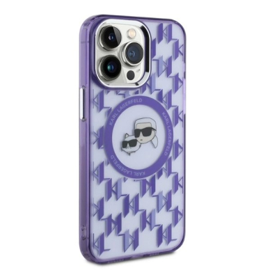 Dėklas Karl Lagerfeld IML Monogram Karl  Choupette Head MagSafe  iPhone 15 Pro Max - Violetinis 3