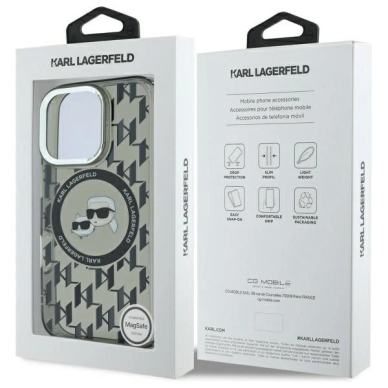 Dėklas Karl Lagerfeld IML Monogram Karl  Choupette Head MagSafe  iPhone 16 Pro Max - Juodas 7