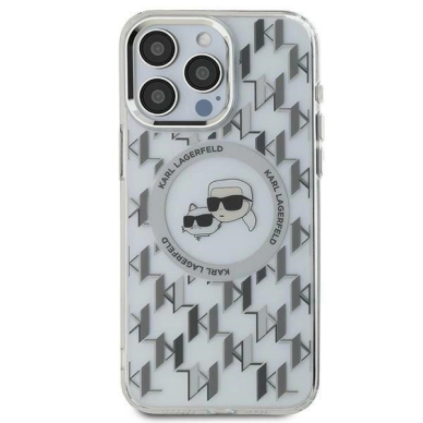 Dėklas Karl Lagerfeld IML Monogram Karl  Choupette Head MagSafe iPhone 15  - Skaidrus