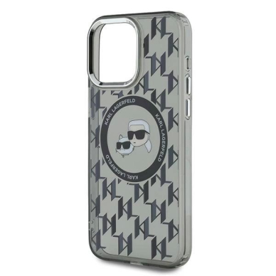 Dėklas Karl Lagerfeld IML Monogram Karl  Choupette Head MagSafe iPhone 15 Pro  - Juodas 5