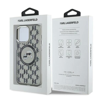 Dėklas Karl Lagerfeld IML Monogram Karl  Choupette Head MagSafe iPhone 15 Pro  - Juodas 7