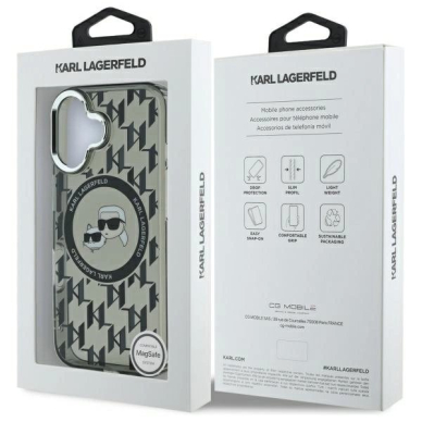 Dėklas Karl Lagerfeld IML Monogram Karl  Choupette Head MagSafe iPhone 16  - Juodas 7