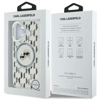 Dėklas Karl Lagerfeld IML Monogram Karl  Choupette Head MagSafe iPhone 16  - Skaidrus 7