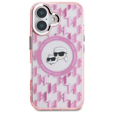 Dėklas Karl Lagerfeld IML Monogram Karl  Choupette Head MagSafe iPhone 16  - Rožinis 2