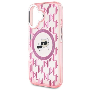 Dėklas Karl Lagerfeld IML Monogram Karl  Choupette Head MagSafe iPhone 16  - Rožinis 5