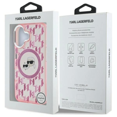 Dėklas Karl Lagerfeld IML Monogram Karl  Choupette Head MagSafe iPhone 16  - Rožinis 7