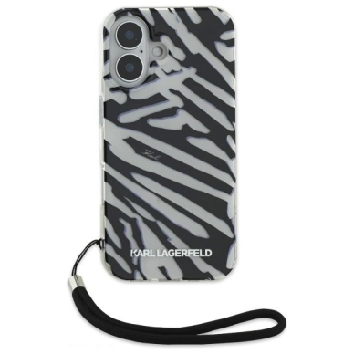 Dėklas Karl Lagerfeld IML Zebra Pattern  Cord iPhone 16  - Juodas 1