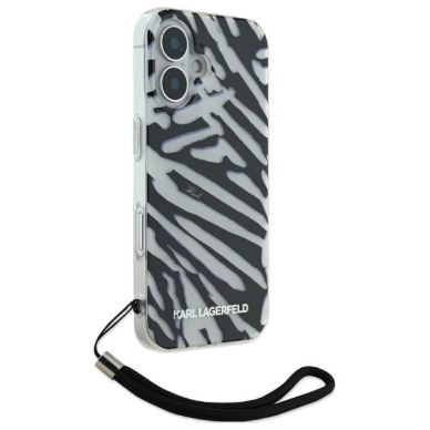 Dėklas Karl Lagerfeld IML Zebra Pattern  Cord iPhone 16  - Juodas 2