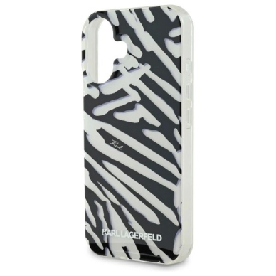 Dėklas Karl Lagerfeld IML Zebra Pattern  Cord iPhone 16  - Juodas 4