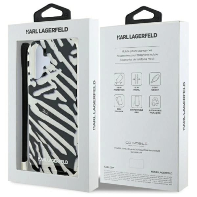 Dėklas Karl Lagerfeld IML Zebra Pattern  Cord iPhone 16  - Juodas 6