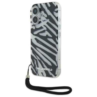 Dėklas Karl Lagerfeld IML Zebra Pattern  Cord iPhone 16  - Juodas