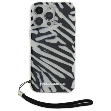 Dėklas Karl Lagerfeld IML Zebra Pattern  Cord iPhone 16 Pro  - Juodas 1