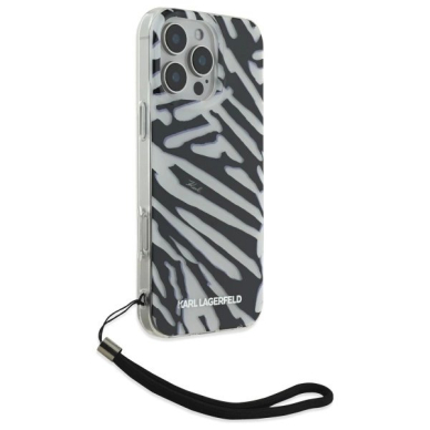 Dėklas Karl Lagerfeld IML Zebra Pattern  Cord iPhone 16 Pro Max  - Juodas 2