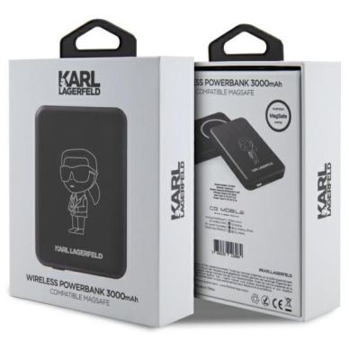 Karl Lagerfeld Inductive power bank KLPBMKIOTTGK 5W 3000mAh Juodas Ikonik MagSafe 4