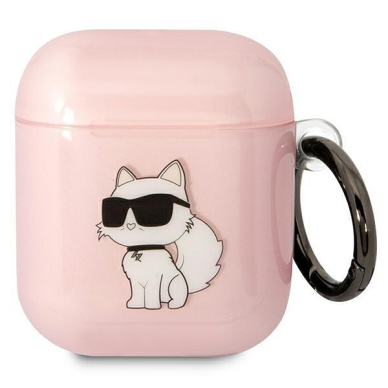 Dėklas ausinėms Karl Lagerfeld Ikonik Choupette KLA2HNCHTCP Airpods 1/2 Rožinis